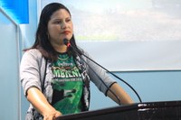 Aluna do curso Técnico em Meio Ambiente faz o uso da tribuna  para apresentar projeto de Relitalização do CREPOM