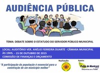 Audiência Pública debate Estatuto dos Servidores Públicos Municipais no Auditório da Câmara de Manicoré nesta quinta (15)