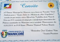 Convite para Sessão Solene de abertura dos trabalhos Legislativos