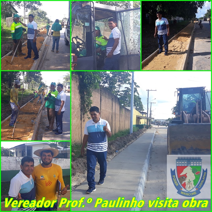 Professor Paulinho vistoria obras de Meio Fio e Calçamento em Manicoré