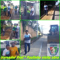 Professor Paulinho vistoria obras de Meio Fio e Calçamento em Manicoré