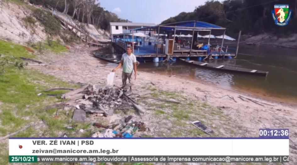 Zé Ivan cobra da prefeitura de Manicoré limpeza no balneário do Atininga 